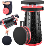 2026 Upgraded Collapsible Stool with Cushion, Portable Folding Stool for Adults Heavy Duty, Camping Stools for Outdoor Camping Travel Hiking Fishing, Adujstable Folding Chair Footrest,Red