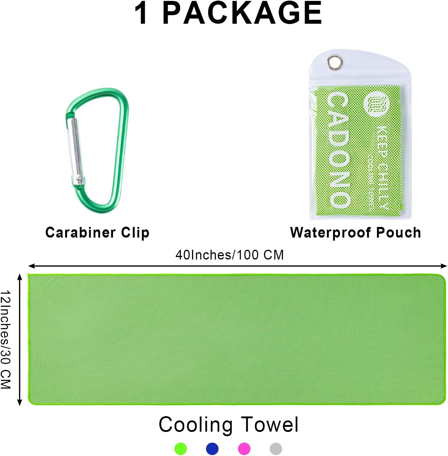 CADONO 4 Pack Cooling Towel (40"X12"), Soft Breathable Chilly Towel, Ice Towel, Microfiber Towel for Yoga, Sport, Running, Workout,Gym, Camping, Fitness, Workout & More Activities(Multicolor)