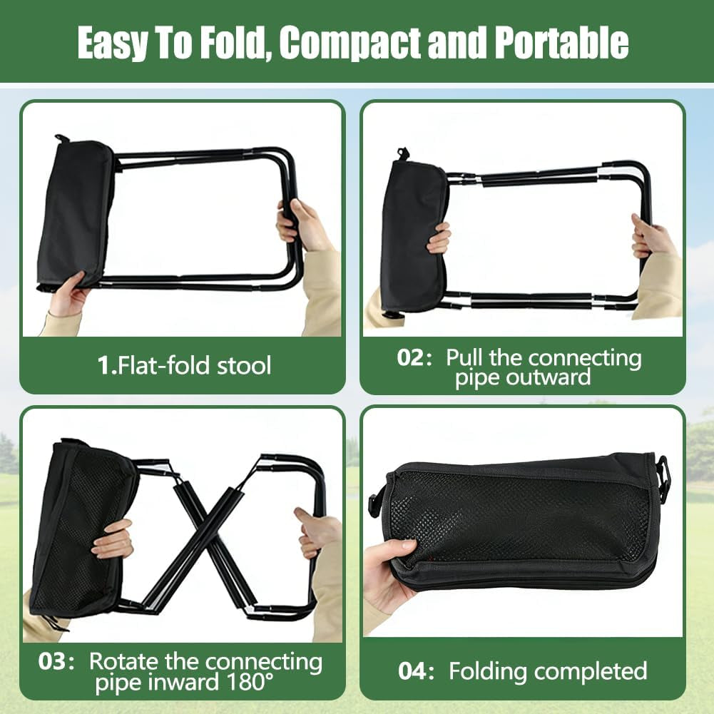 Portable Ultralight Collapsible Stool, 265LB Load Capacity Pocket Foldable Stool, 600D Oxford Portable Outdoor Folding Chair, for Camping, Hiking, Fishing, Travelling, Picnics, Beach, Outdoor