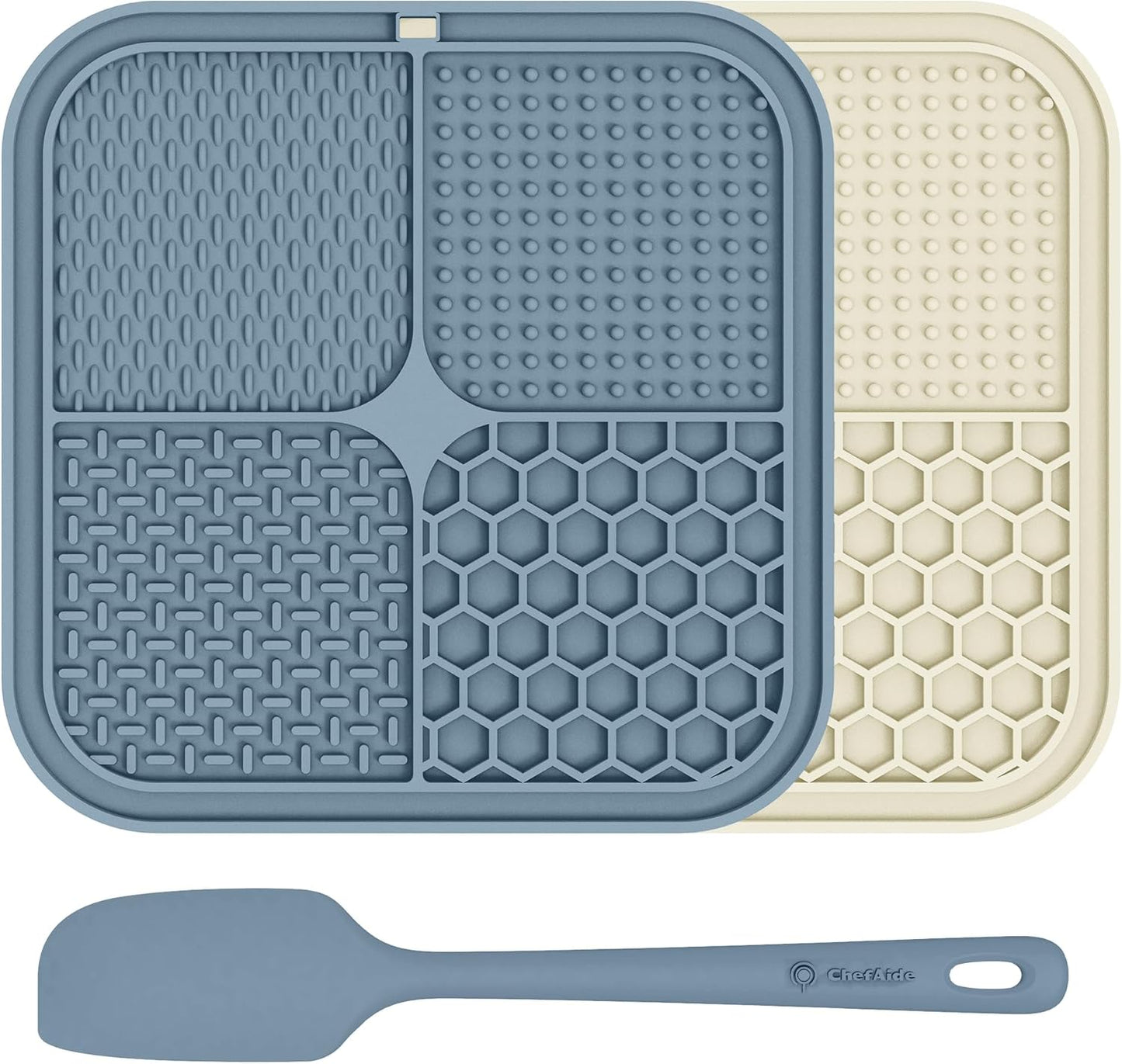 Chefaide 2 Pack Lick Mat for Dogs,Cats,Upgraded 8.5×8.5 Inches Licking Mats with Suction Cups,Slow Feeder Licking Pad for Anxiety Relief and Boredom Reducer,Suitable for Dog Training Set 2