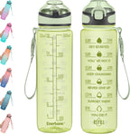 Enerbone 32 Oz Motivational Water Bottle with Time Markers & Straw - Leakproof, BPA-Free, Perfect for Fitness and Outdoor Adventures