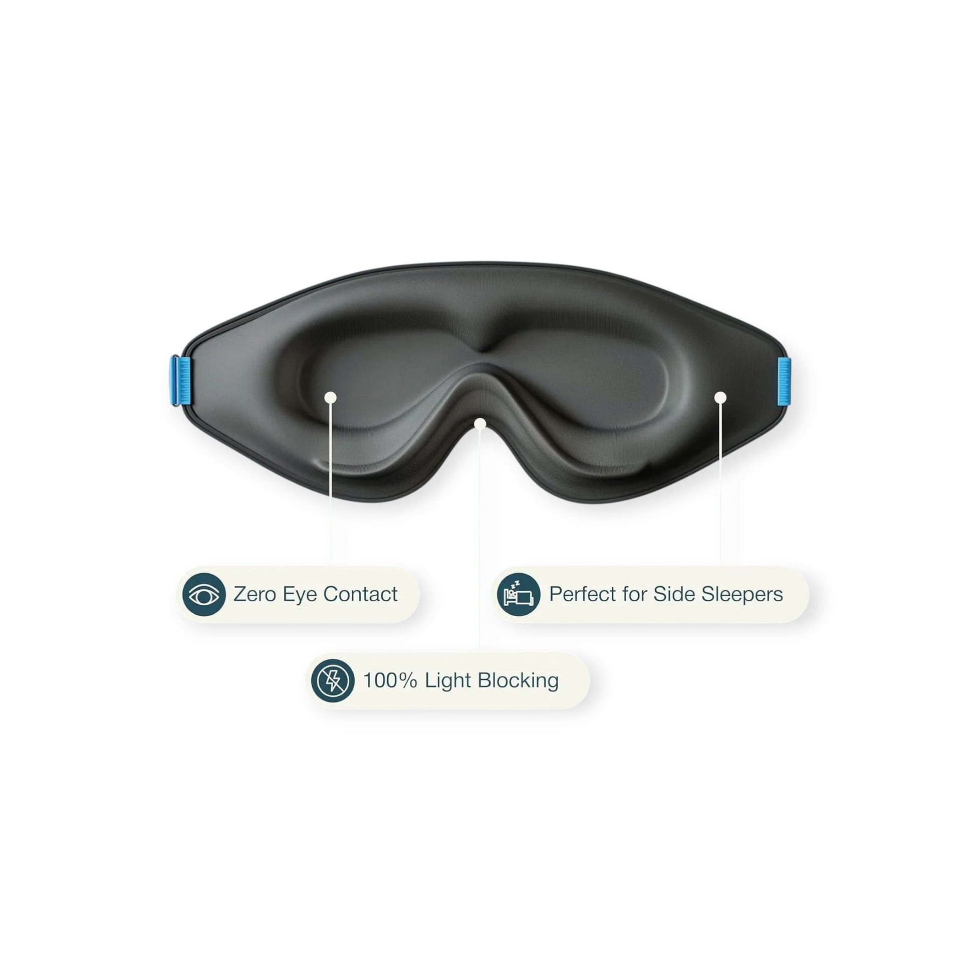 Essential Selects 3D contoured black sleep mask with zero eye pressure design for side sleepers and total light blocking