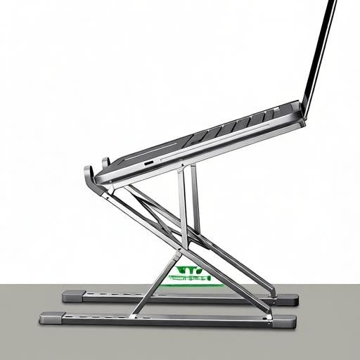 Essential Selects YYLMONE adjustable silver aluminum alloy laptop stand on a desk for ergonomic viewing