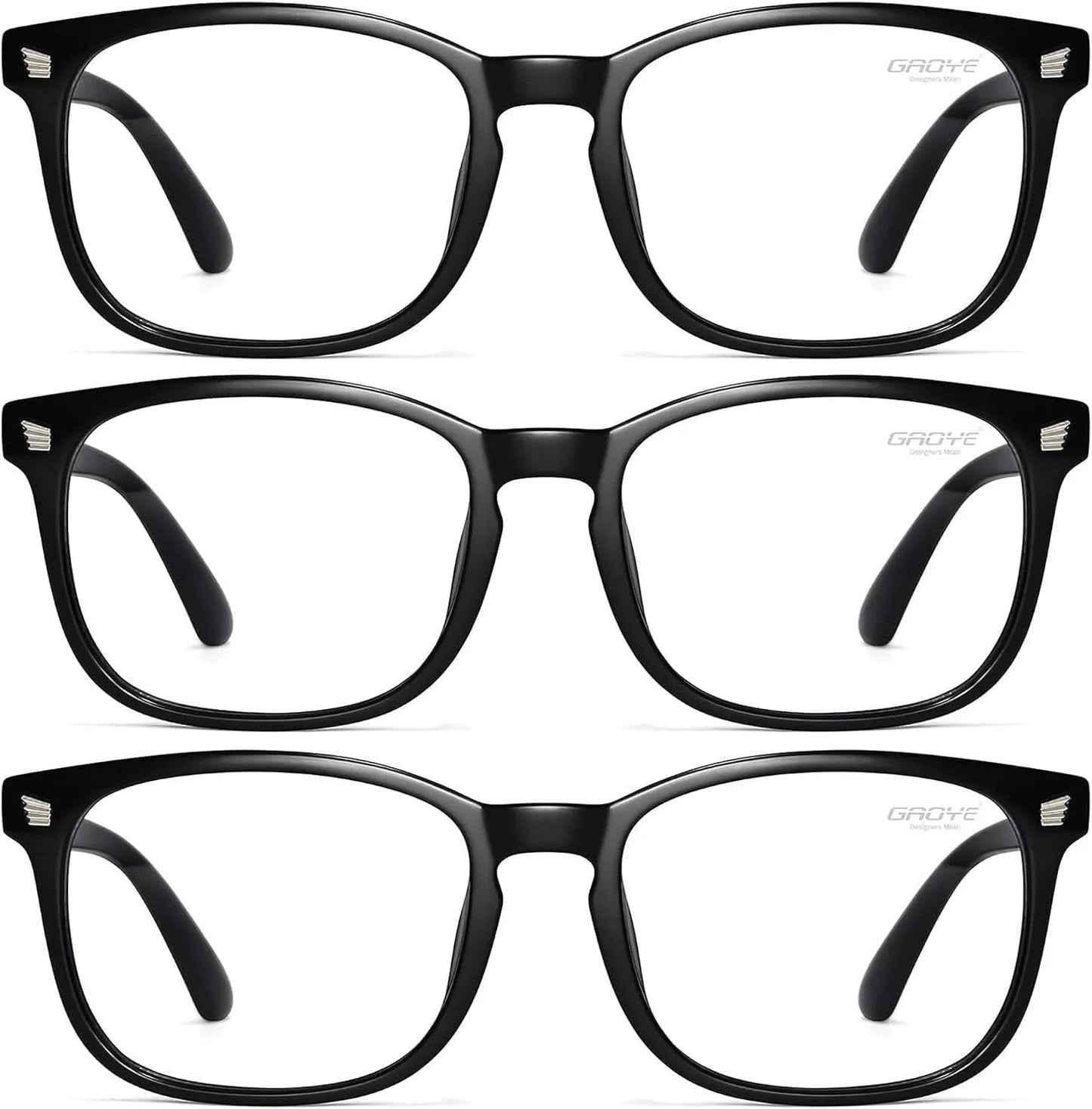 Essential Selects blue light blocking glasses for women featuring lightweight black polycarbonate frames