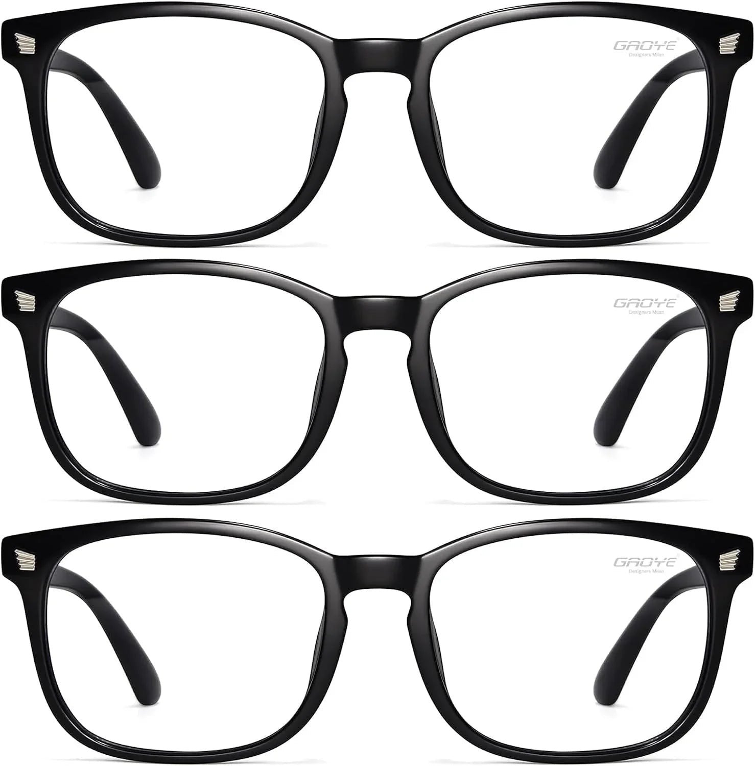 Essential Selects blue light blocking glasses for women featuring lightweight black polycarbonate frames