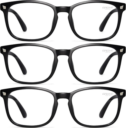 Essential Selects blue light blocking glasses for women featuring lightweight black polycarbonate frames