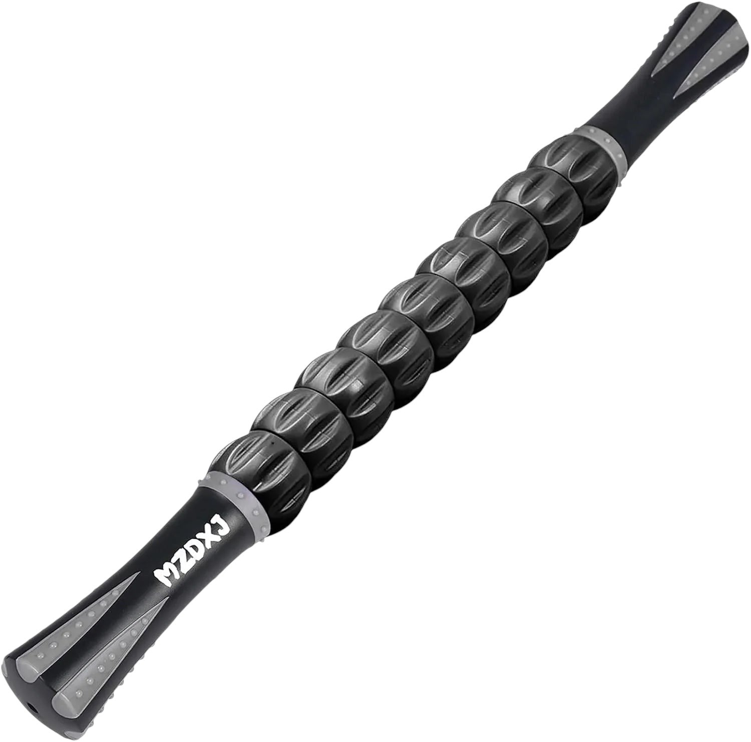 Essential Selects black muscle massage roller stick with ergonomic textured rollers for deep tissue recovery