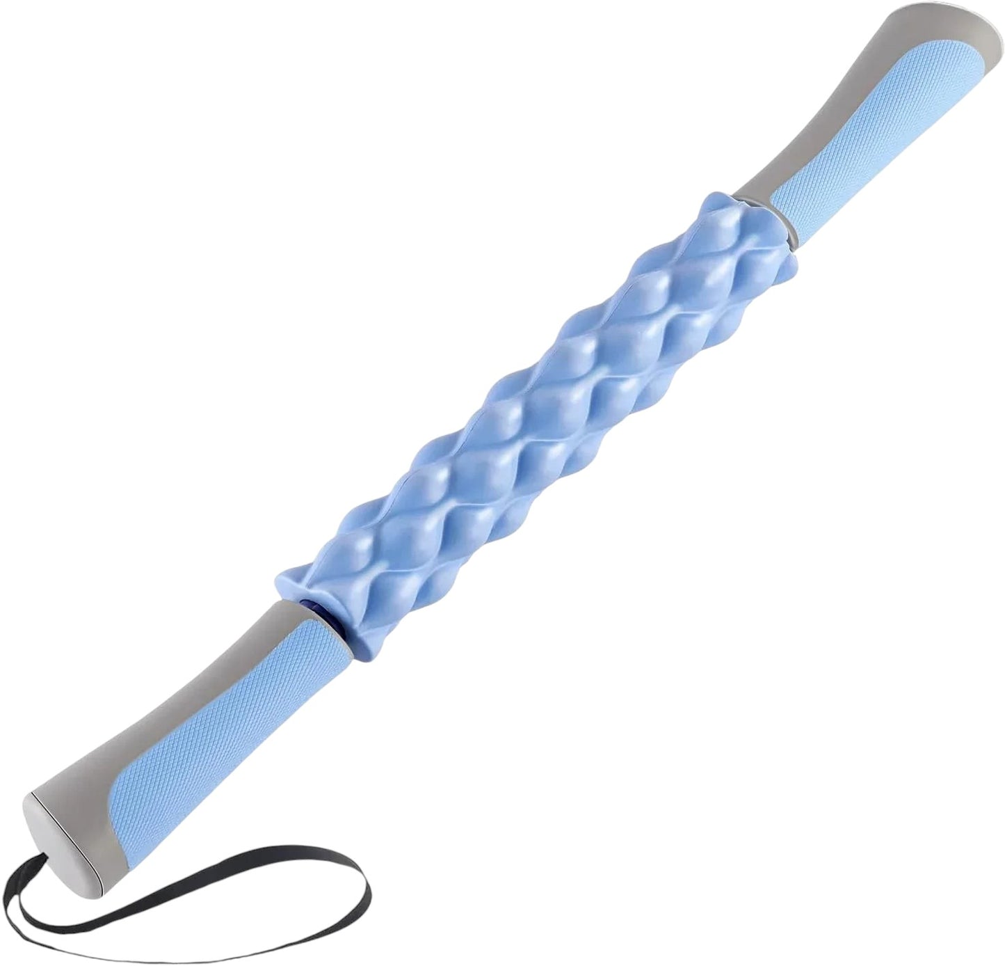 Essential Selects blue muscle massage roller stick with ergonomic textured grip for deep tissue and fascia recovery