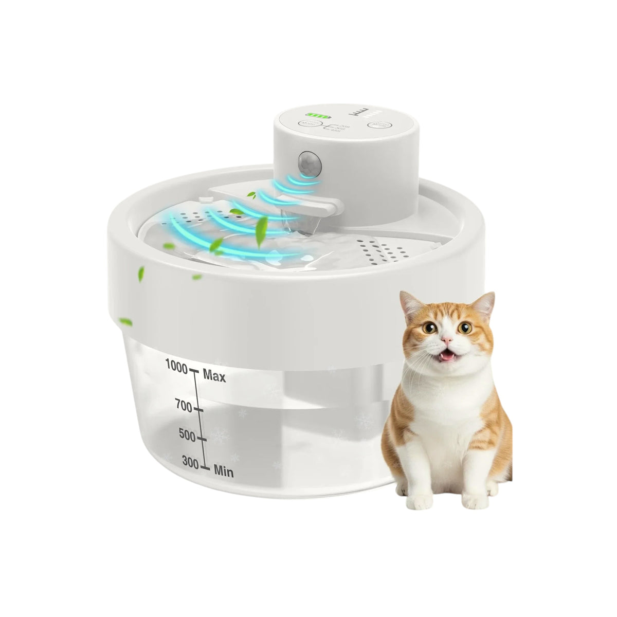 Essential Selects Charkool white rechargeable automatic cat water fountain with 1L tank and motion sensor