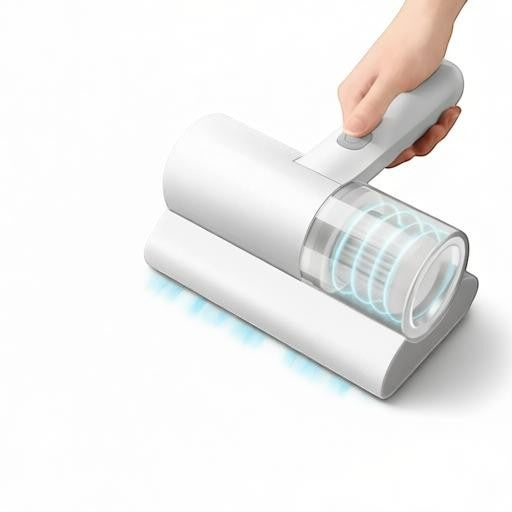Essential Selects cordless mattress vacuum with UV light and HEPA filter for mite removal on fabric surfaces