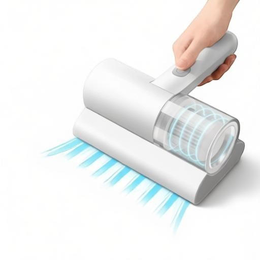 Essential Selects cordless mattress vacuum with UV light and powerful suction for mite removal on fabric surfaces.