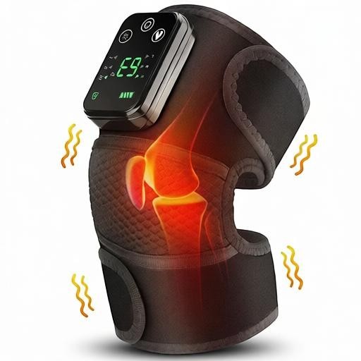 Essential Selects black wireless electric heated knee massager with digital display for joint pain relief