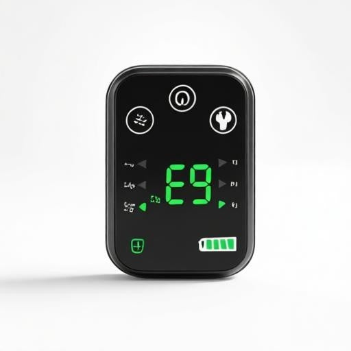 Essential Selects digital control panel for wireless heated knee massager with green LED display and settings