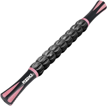 Essential Selects MZDXJ muscle massage roller stick in black and pink for deep tissue trigger point relief