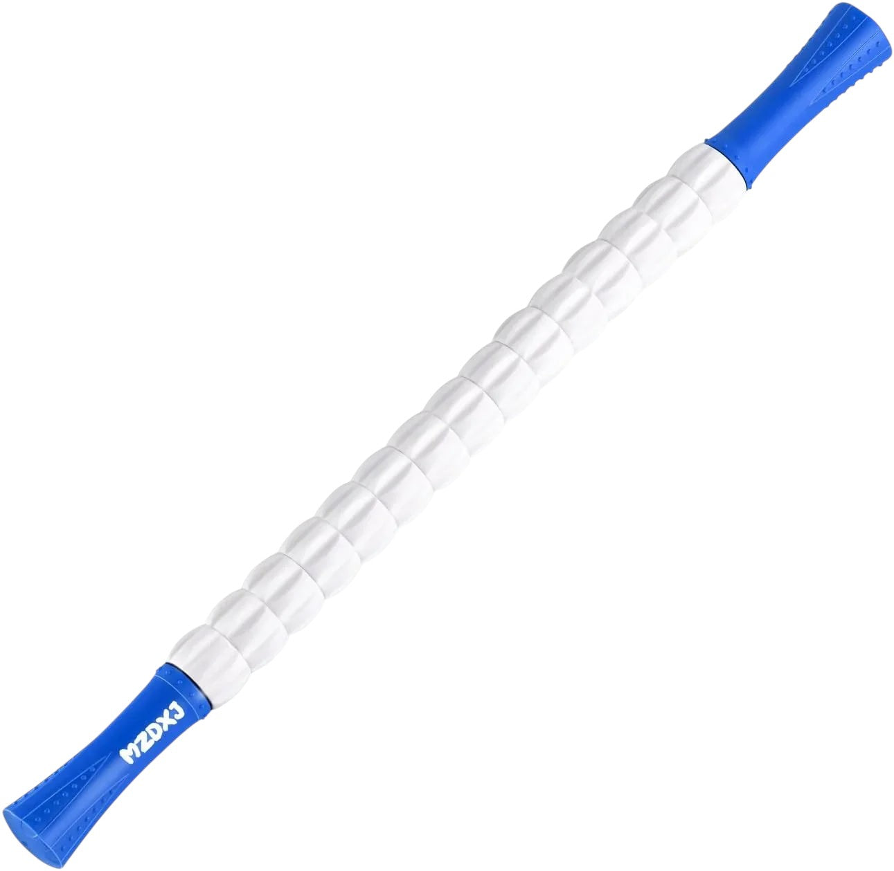 Essential Selects MZDXJ muscle massage roller stick with white textured rollers and blue ergonomic handles