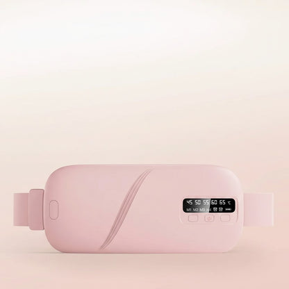 Essential Selects pink rechargeable menstrual heating pad and waist massager with digital temperature display