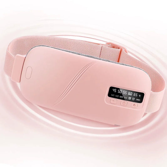 Essential Selects pink cordless menstrual heating pad and waist massager with digital display and adjustable settings