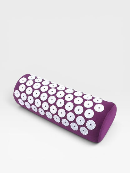 Essential Selects purple acupressure pillow with white ABS plastic spikes for neck and lumbar relaxation