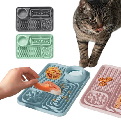 Essential Selects silicone slow feeder pet placemat with textured compartments for healthy dog and cat feeding