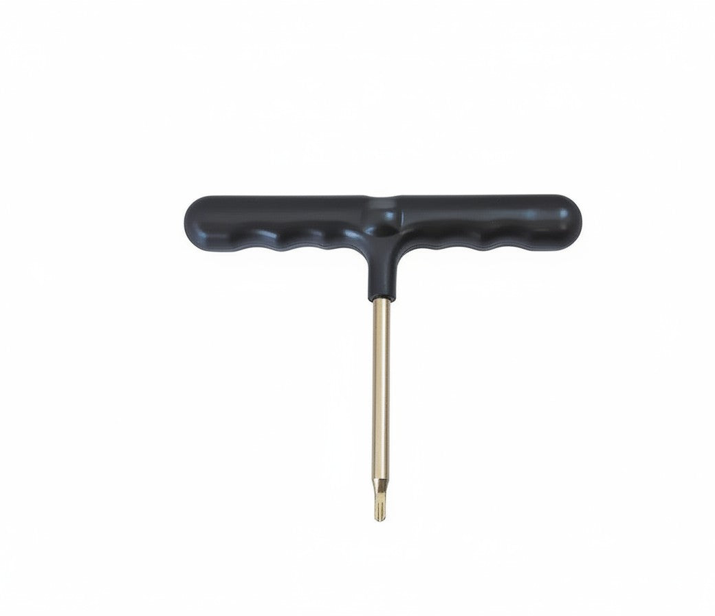 Essential Selects heavy-duty trampoline spring puller T-hook tool with a black ergonomic plastic handle and steel hook.