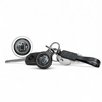 Essential Selects Tukio Bluetooth item tracker attached to a keyring for locating keys and valuables