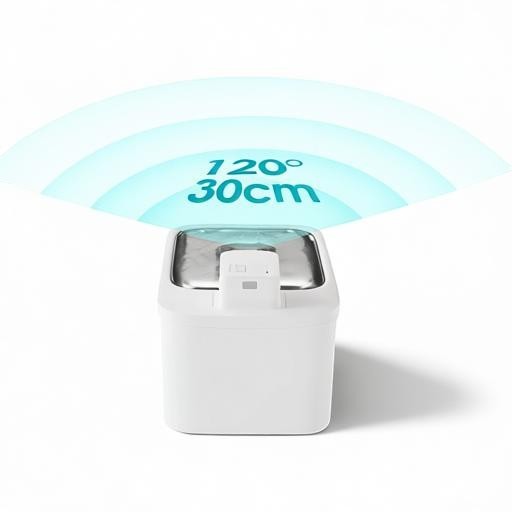 Essential Selects white wireless pet water fountain with 120-degree motion sensor detection range