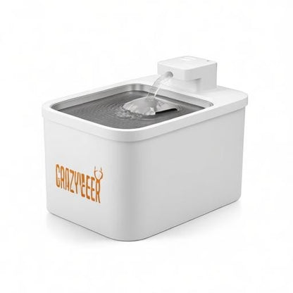 Essential Selects CrazyDeer 4L white stainless steel wireless pet water fountain with continuous flow for cats and dogs