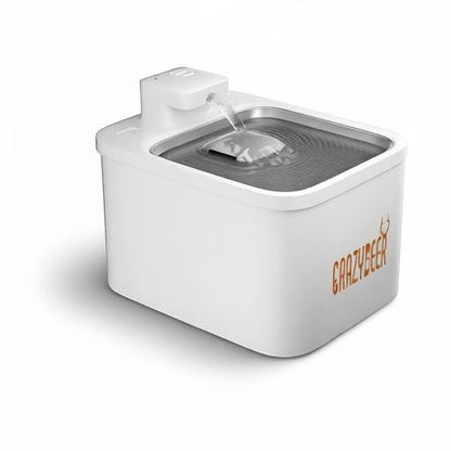 Essential Selects CrazyDeer white stainless steel wireless pet water fountain with 4L capacity for cats and dogs
