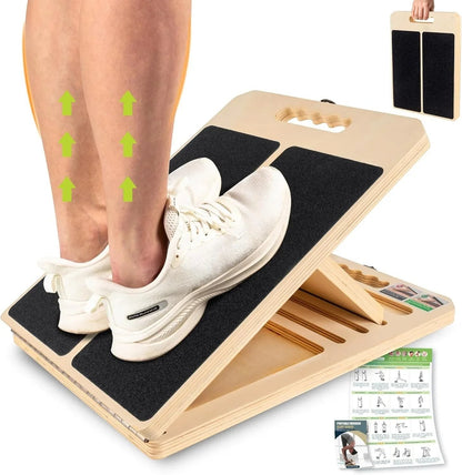 Essential Selects wooden slant board with adjustable angles and non-slip surface for calf stretching and physical therapy