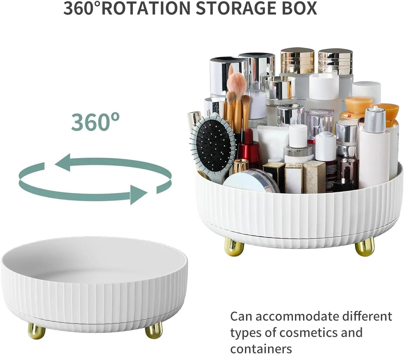 360° Rotating Lazy Susan Makeup Organizer, Large Capacity Cosmetic Storage Tray for Perfume, Jewelry & More