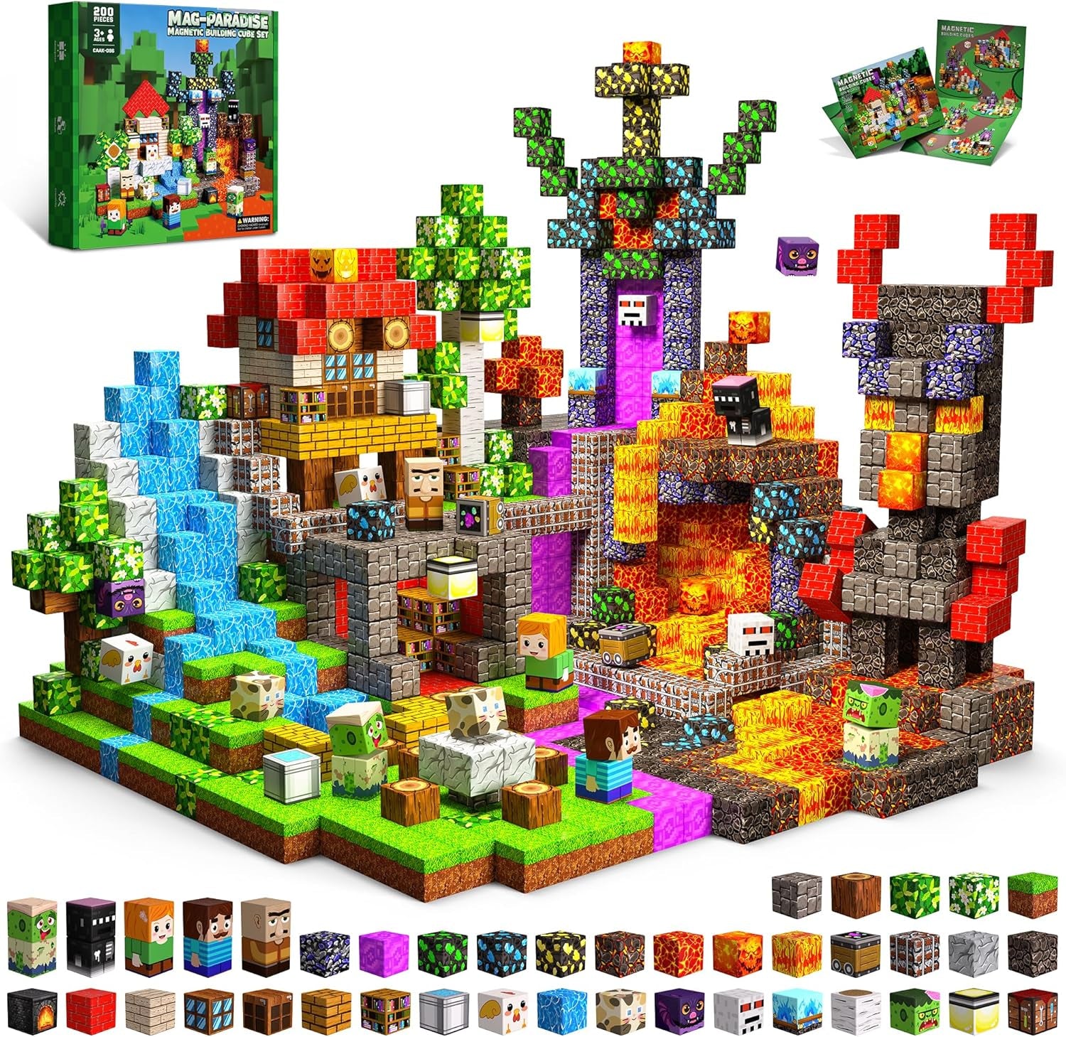 100PCS Magnetic Blocks, 0.8 Inch Magnetic Building Cube Set for Kids Ages 3+, Constructions STEM Stacking Tiles Toy Building Birthday Gifts for Boys Girls