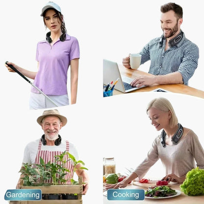 Portable Neck Fan, USB Rechargeable 360° Cooling Hands Free Bladeless, 4 Speeds 16H Battery, Wearable for Travel Office Outdoor