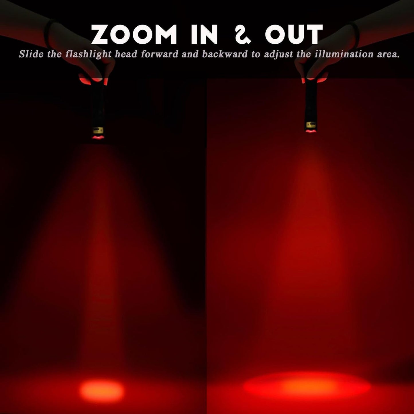 Upgraded Red Flashlight, Bright White &High/Low Power Red Light Options with Memory, Zoom Lens, Portable Weatherproof LED Small Torch for Aviation, Astronomy, Night Vision