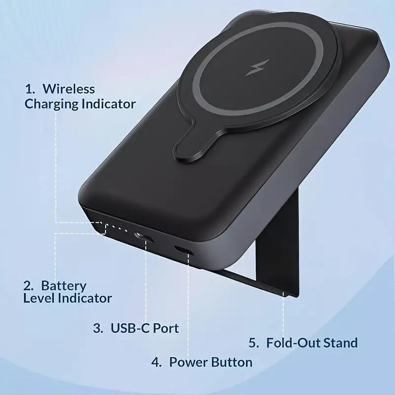 Experience Ultimate Convenience with the Magsafe Magnetic Wireless Power Bank - 10000mAh Slim Charger for iPhone 15, 14, 13 Pro