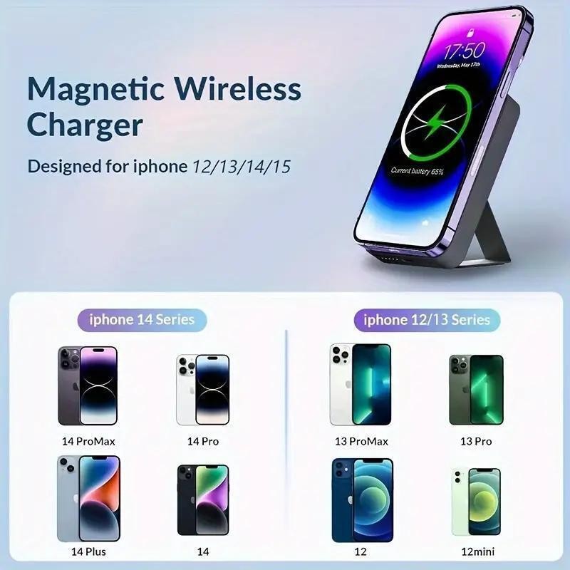 Experience Ultimate Convenience with the Magsafe Magnetic Wireless Power Bank - 10000mAh Slim Charger for iPhone 15, 14, 13 Pro