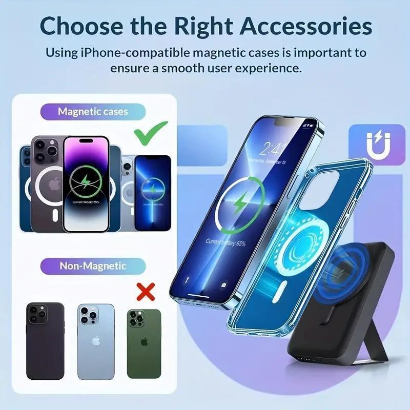 Experience Ultimate Convenience with the Magsafe Magnetic Wireless Power Bank - 10000mAh Slim Charger for iPhone 15, 14, 13 Pro