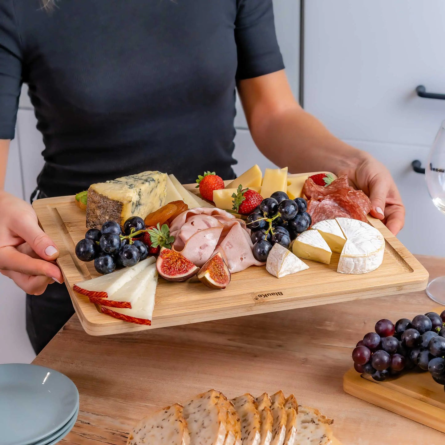 Wooden Cutting Boards for Kitchen with Juice Groove and Handles