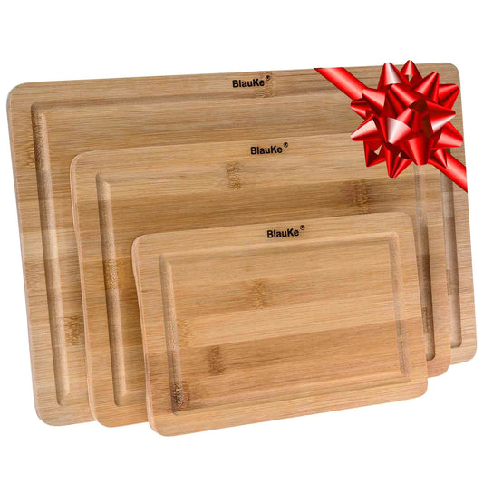 Wooden Cutting Boards for Kitchen with Juice Groove and Handles